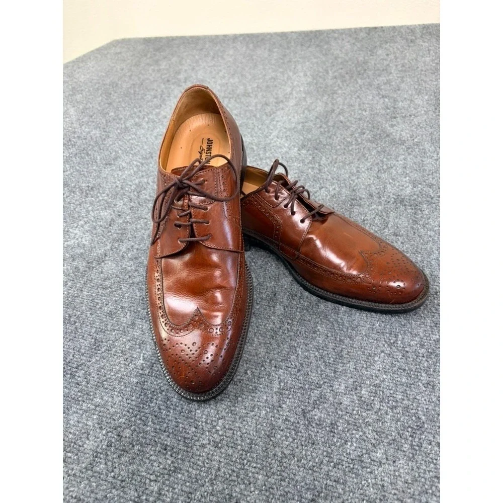 Johnston & Murphy Mens Wingtip  Brown Oxford Dress Shoes 15-4630 Size 9 1/2 M